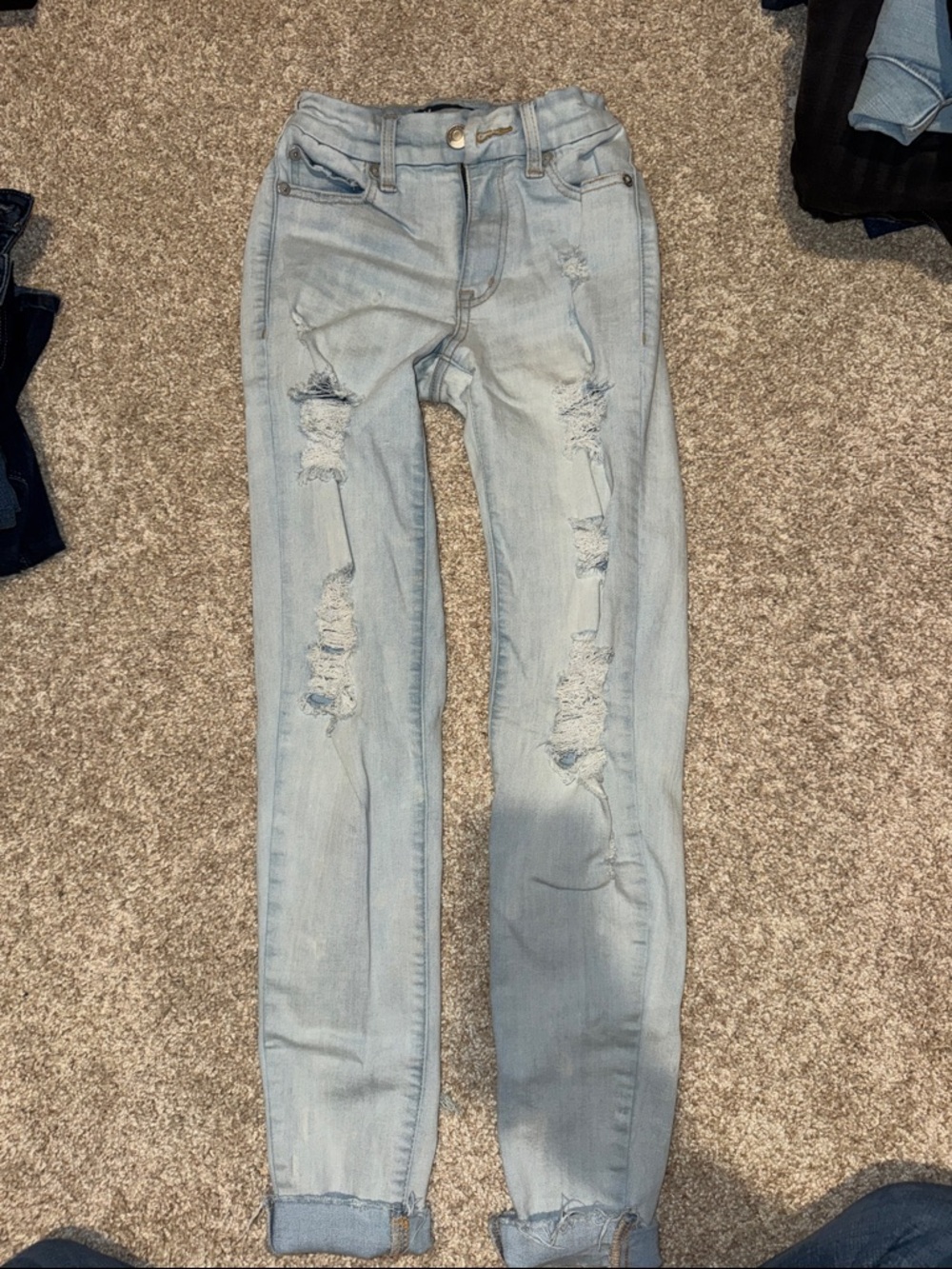 Aeropostale Light Blue Ripped Skinny Jeans